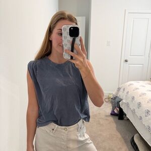 Forever 21 Washed Navy Sleeveless Muscle Tank